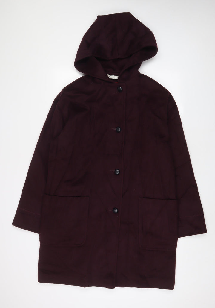 Larry Levine Womens Purple Overcoat Coat Size 6 Button