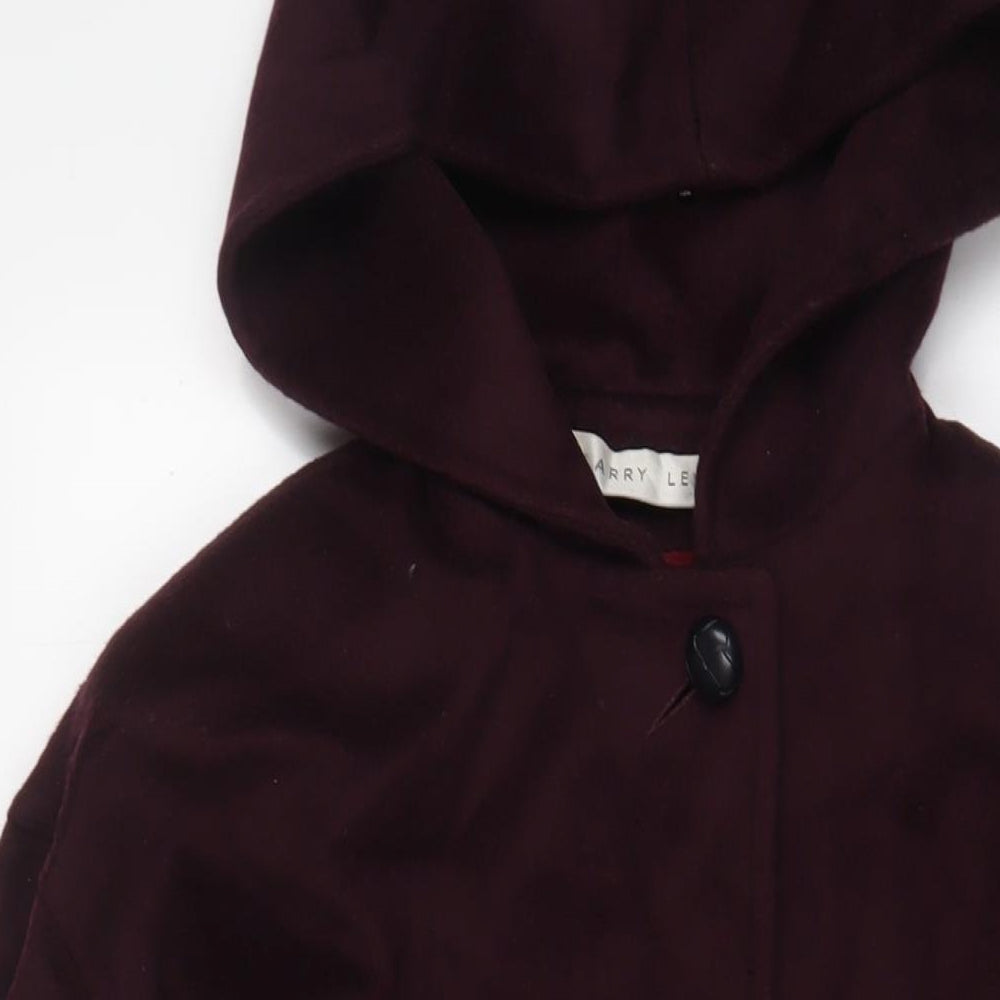 Larry Levine Womens Purple Overcoat Coat Size 6 Button