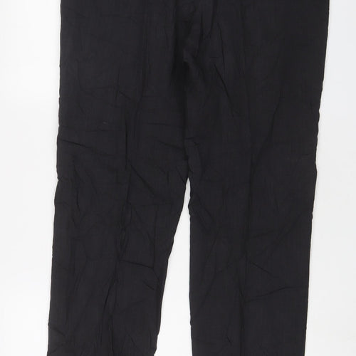 Marks and Spencer Mens Grey Wool Trousers Size 36 in L31 in Regular Hook & Eye