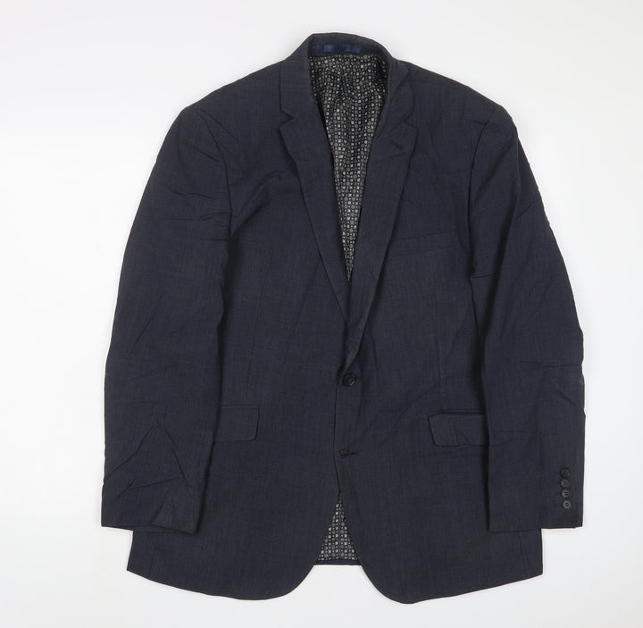 Racing Green Mens Blue Polyester Jacket Suit Jacket Size 44 Regular