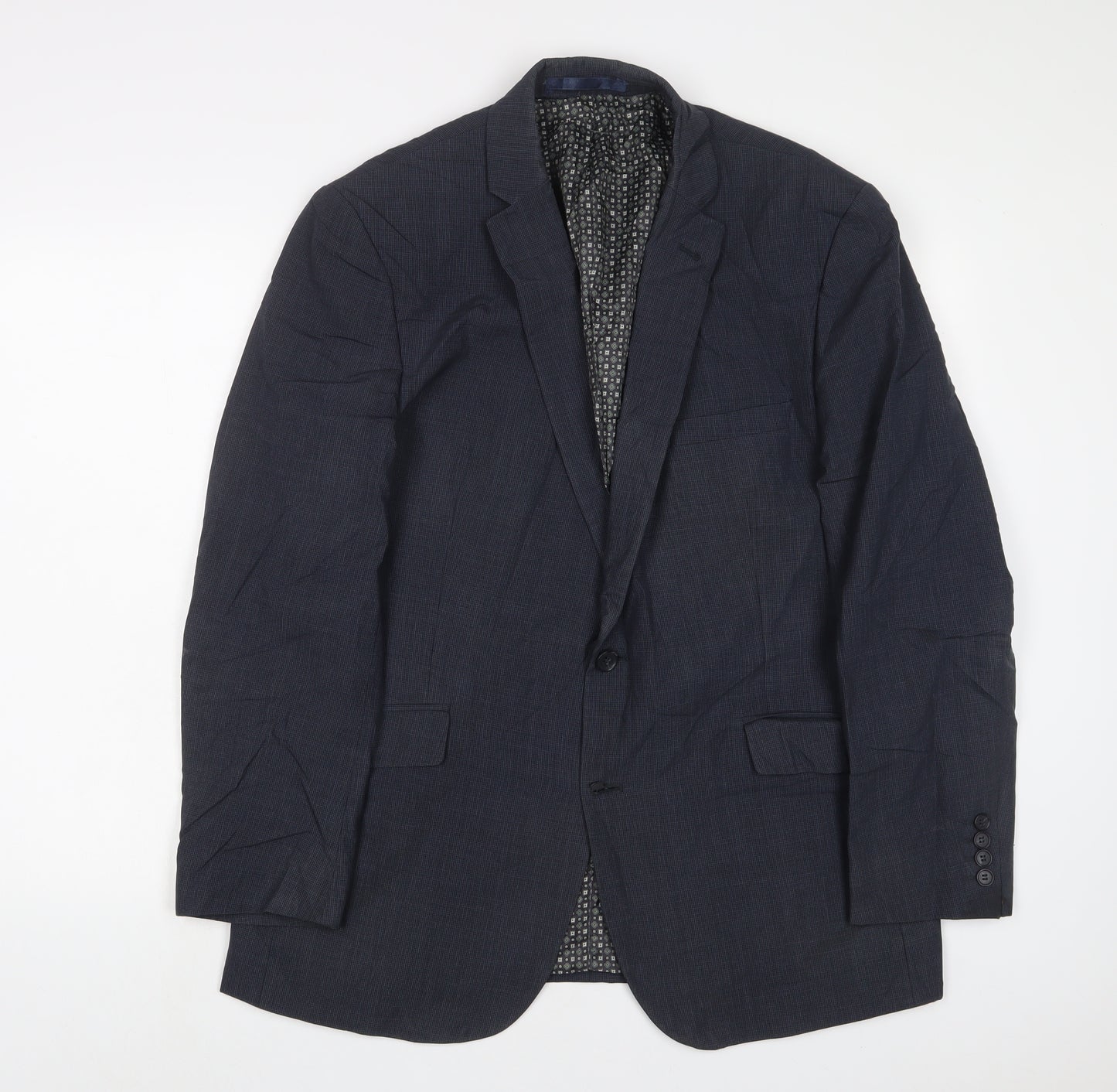 Racing Green Mens Blue Polyester Jacket Suit Jacket Size 44 Regular