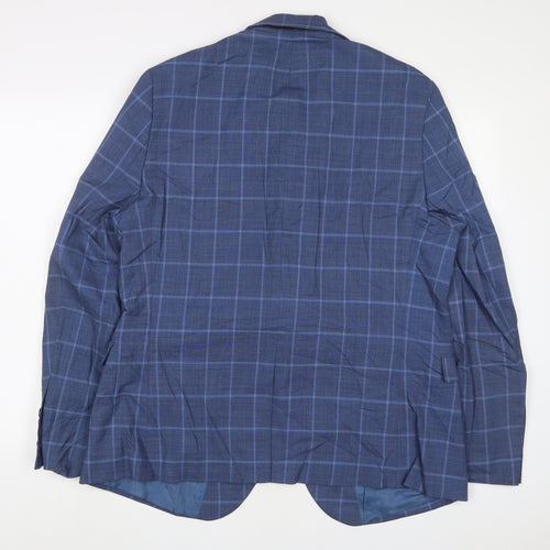 jimmy bee Mens Blue Plaid Wool Jacket Suit Jacket Size 40 Regular