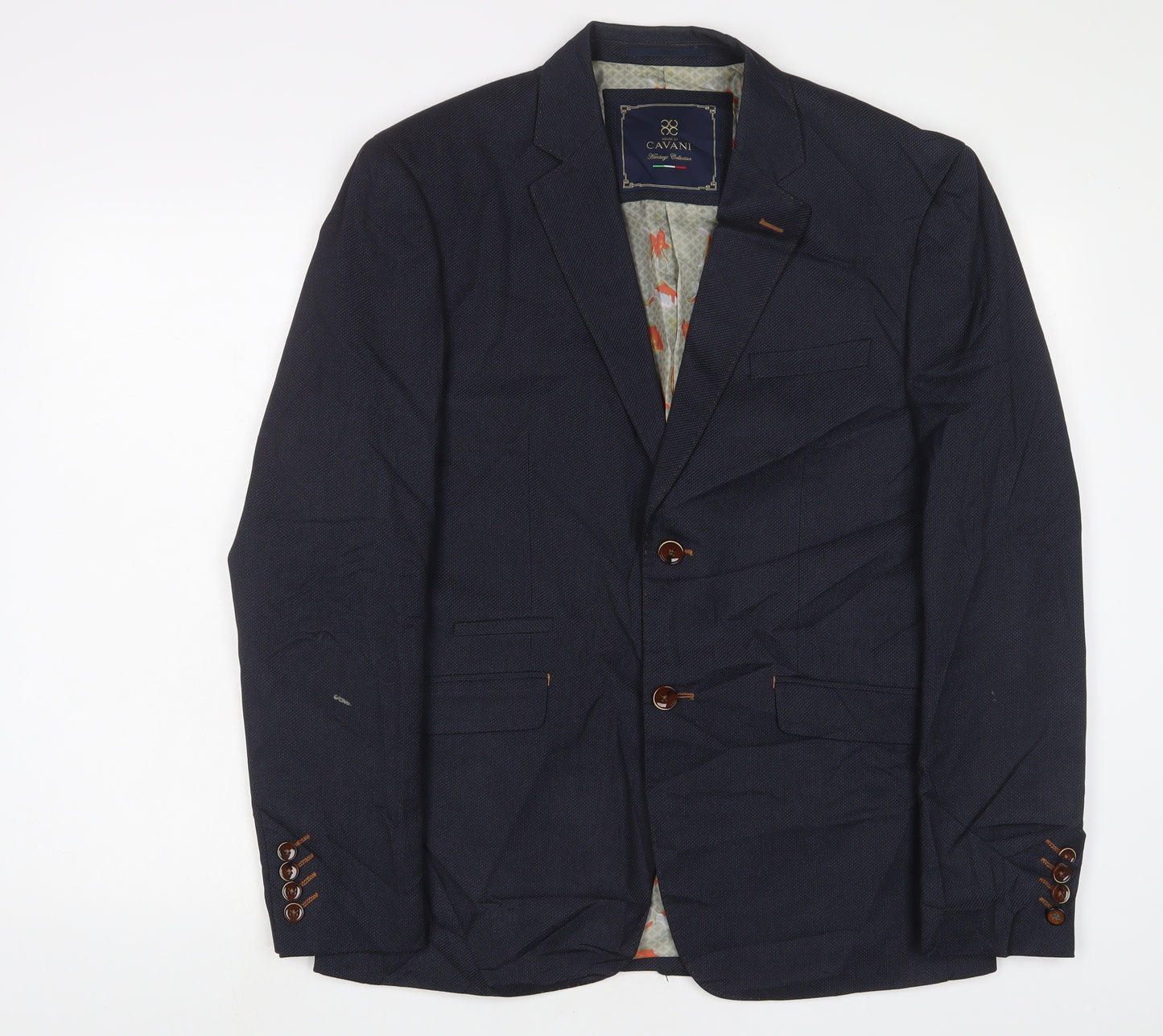 Cavani Mens Blue Polyester Jacket Suit Jacket Size 40 Regular