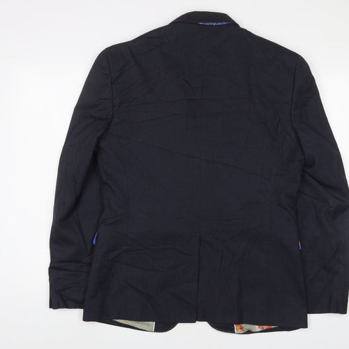 Cavani Mens Blue Polyester Jacket Suit Jacket Size 40 Regular
