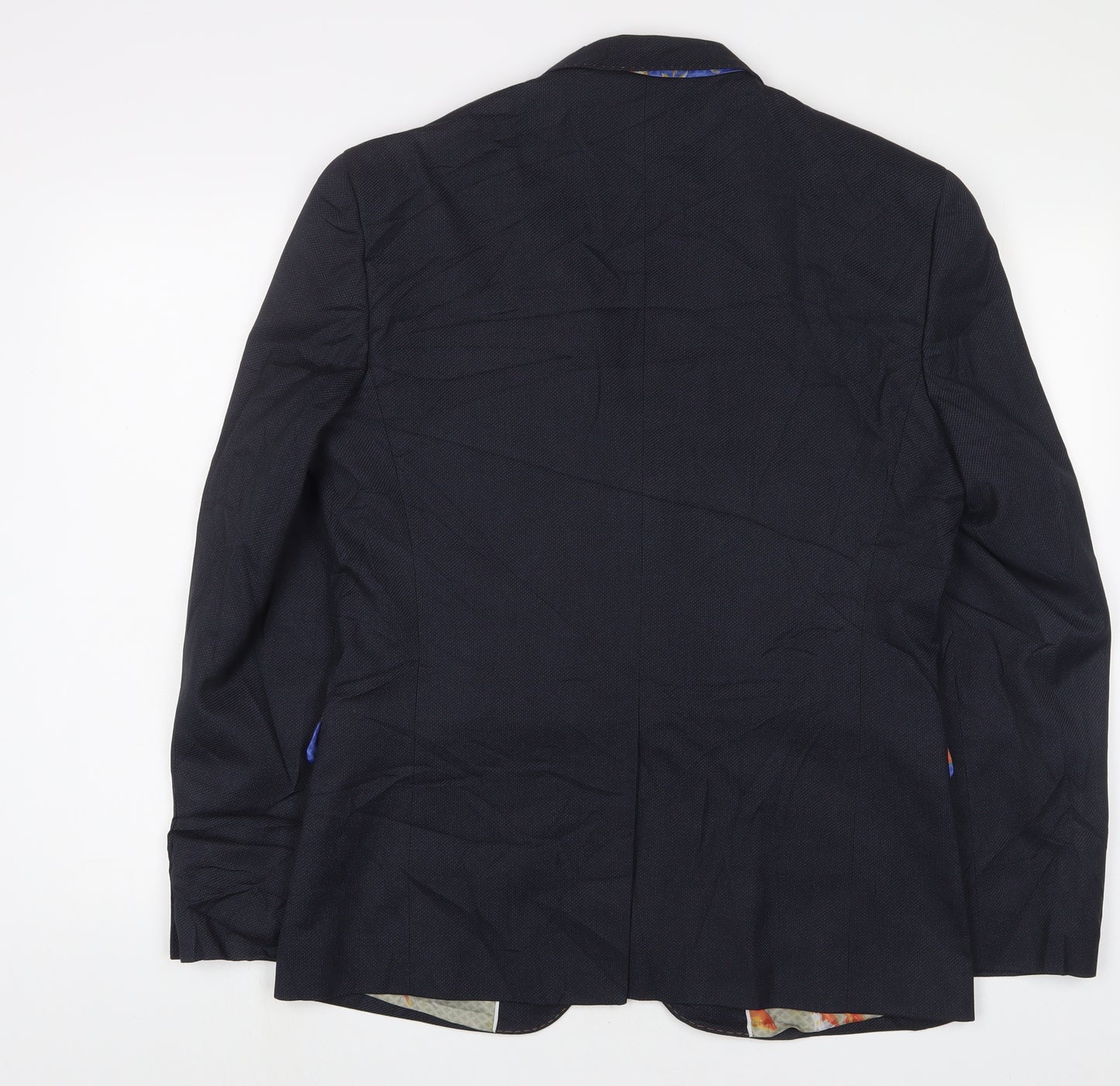 Cavani Mens Blue Polyester Jacket Suit Jacket Size 40 Regular