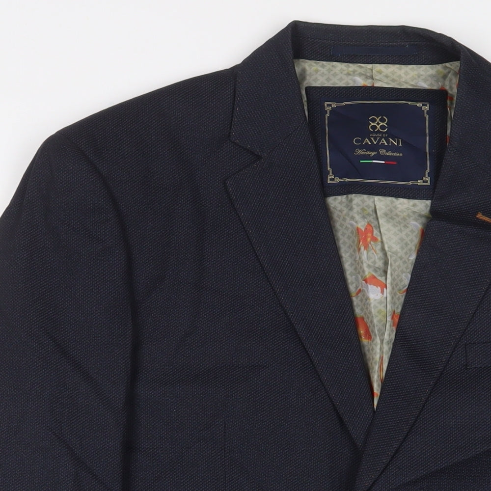 Cavani Mens Blue Polyester Jacket Suit Jacket Size 40 Regular