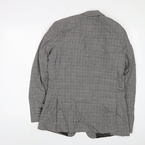 Limehaus Mens Grey Plaid Polyester Jacket Suit Jacket Size 40 Regular
