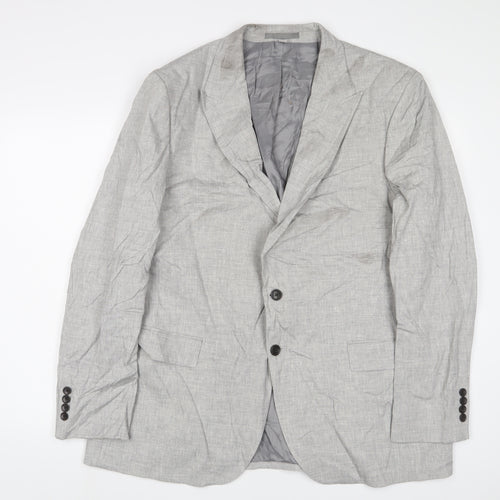 Marks and Spencer Mens Grey Linen Jacket Suit Jacket Size 46 Regular
