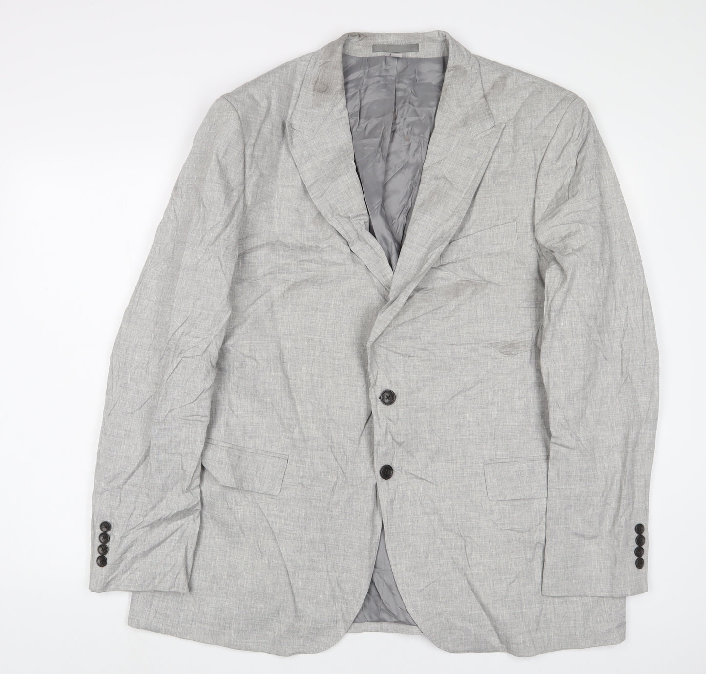 Marks and Spencer Mens Grey Linen Jacket Suit Jacket Size 46 Regular