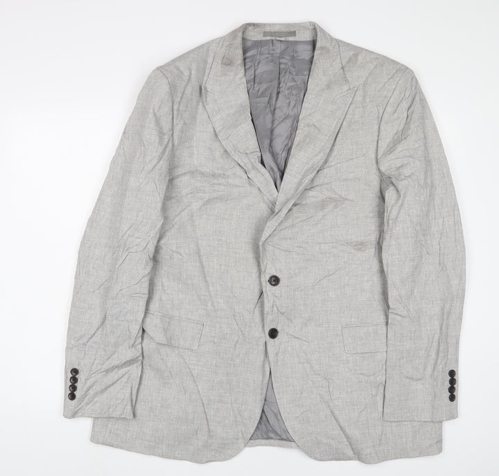 Marks and Spencer Mens Grey Linen Jacket Suit Jacket Size 46 Regular