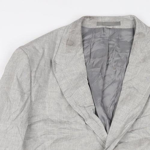 Marks and Spencer Mens Grey Linen Jacket Suit Jacket Size 46 Regular