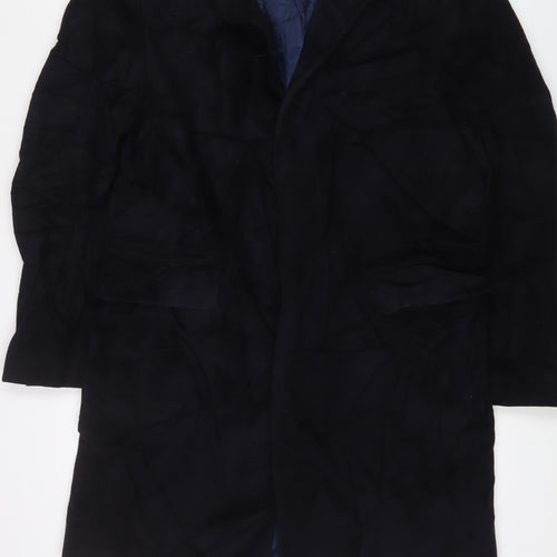 Marks and Spencer Mens Blue Overcoat Coat Size M Button