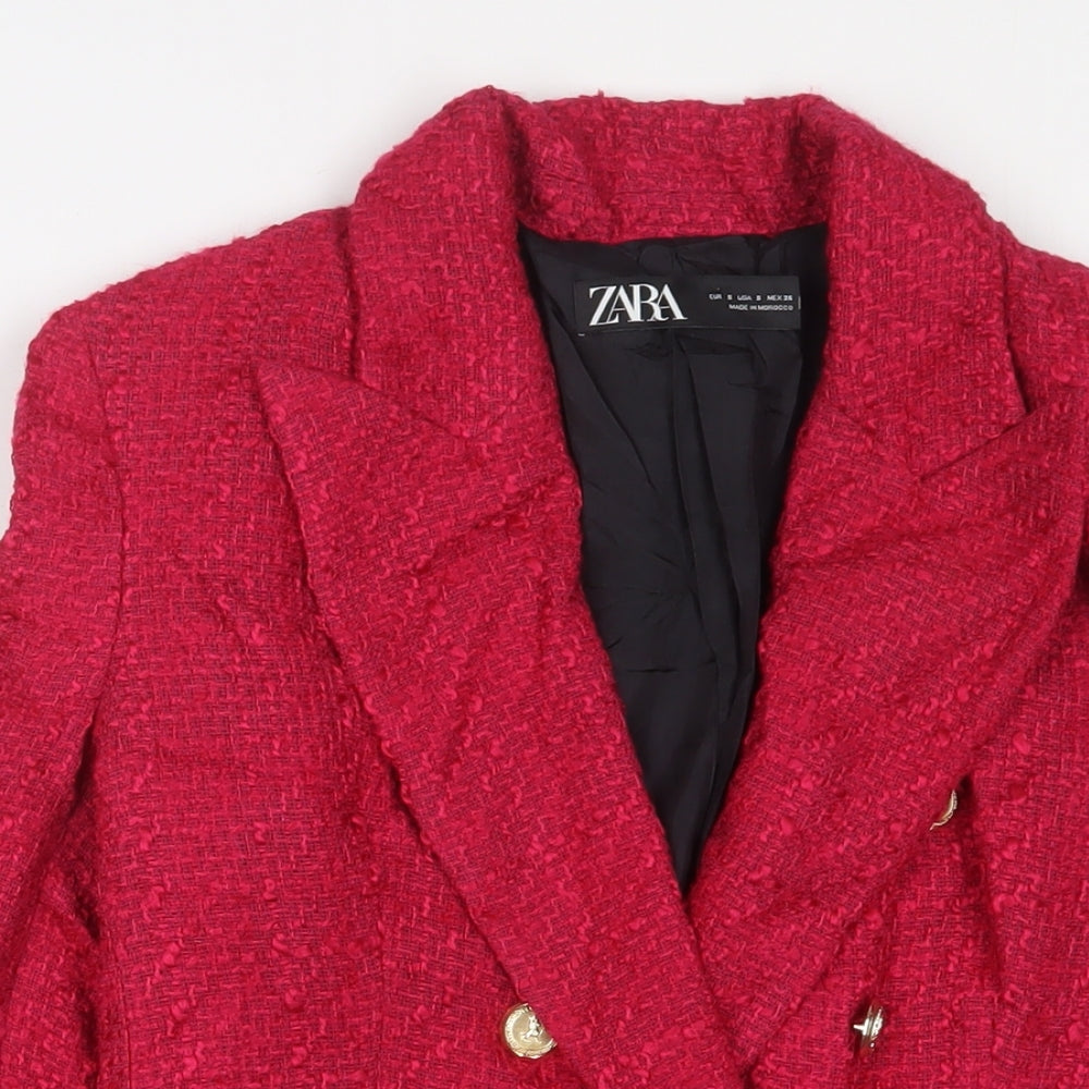 Zara Womens Pink Jacket Blazer Size S Button
