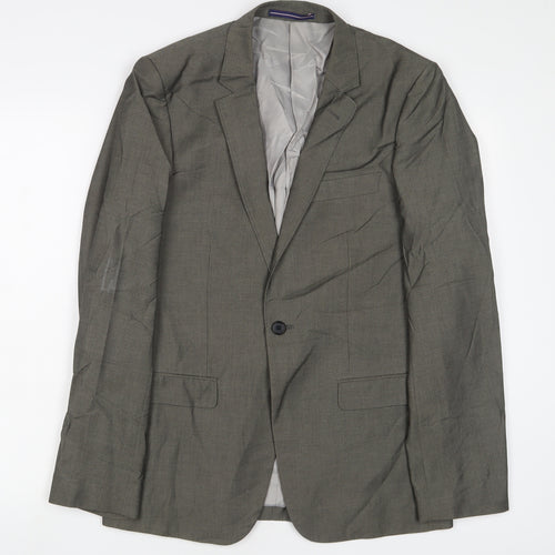Topman Mens Grey Polyester Jacket Suit Jacket Size 38 Regular