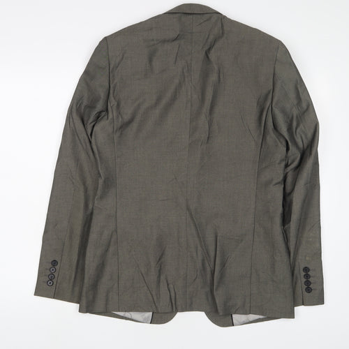 Topman Mens Grey Polyester Jacket Suit Jacket Size 38 Regular