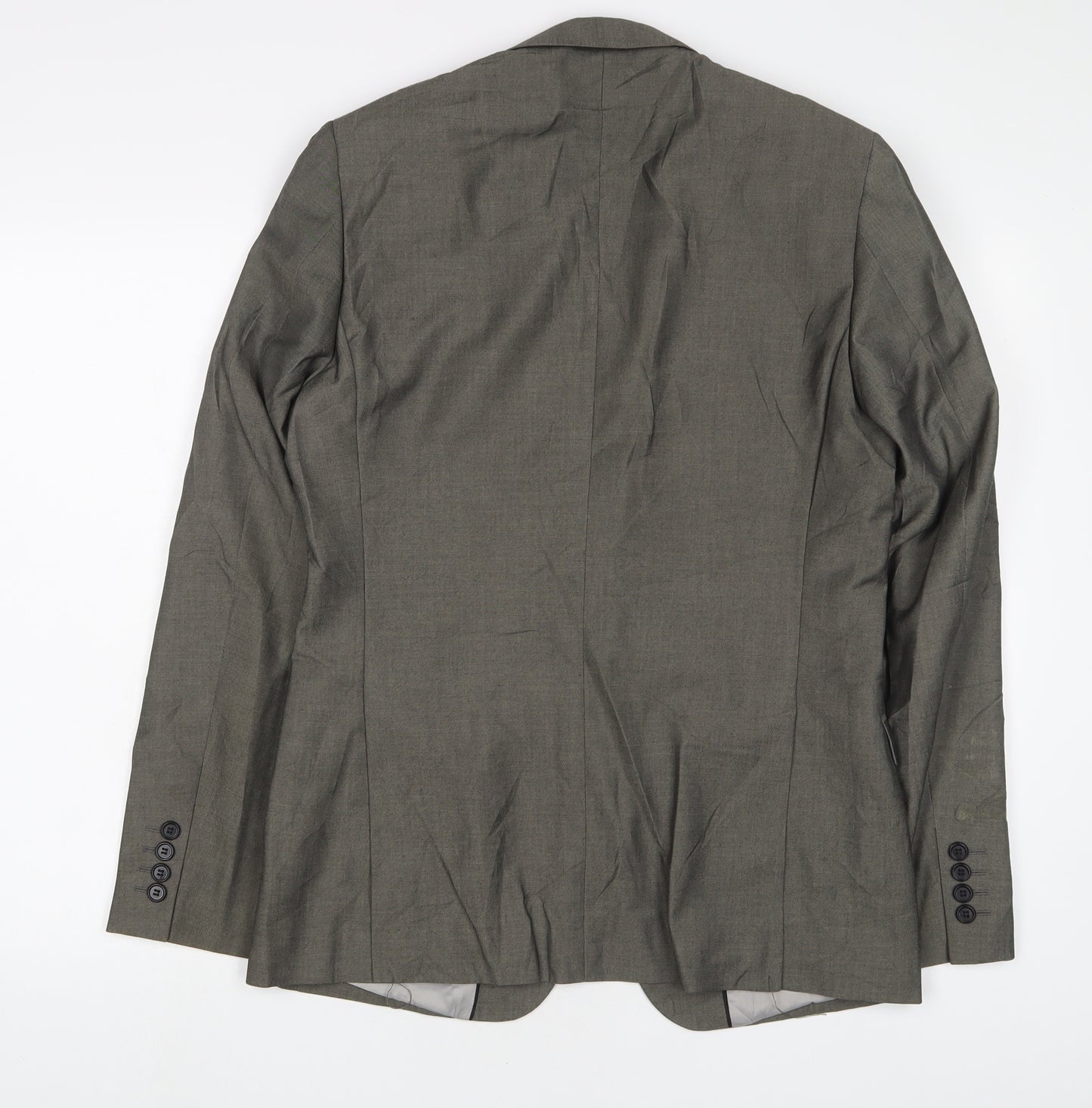 Topman Mens Grey Polyester Jacket Suit Jacket Size 38 Regular