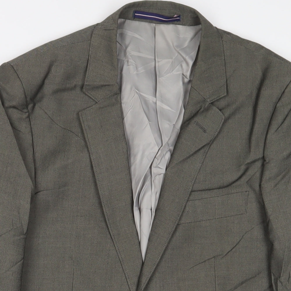 Topman Mens Grey Polyester Jacket Suit Jacket Size 38 Regular