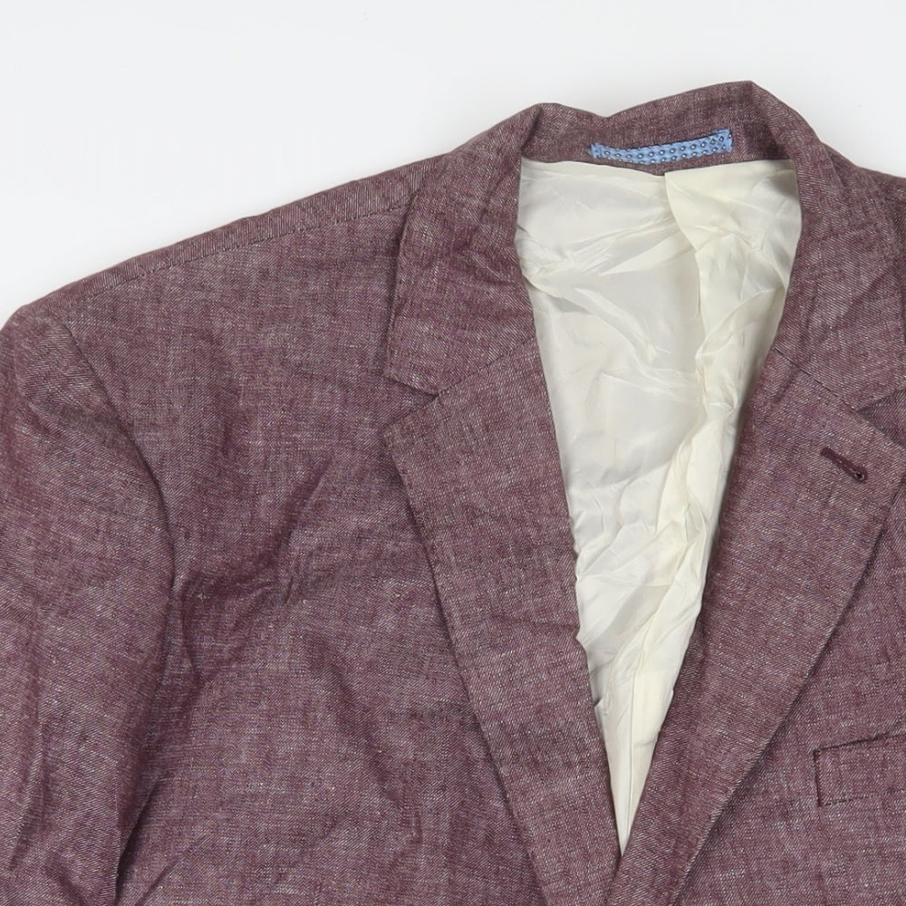 Marks and Spencer Mens Purple Linen Jacket Suit Jacket Size 48 Regular