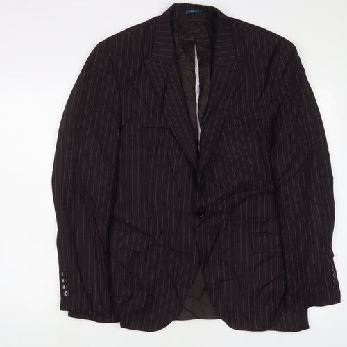 EDGERS Mens Brown Striped Polyester Jacket Suit Jacket Size 38 Regular