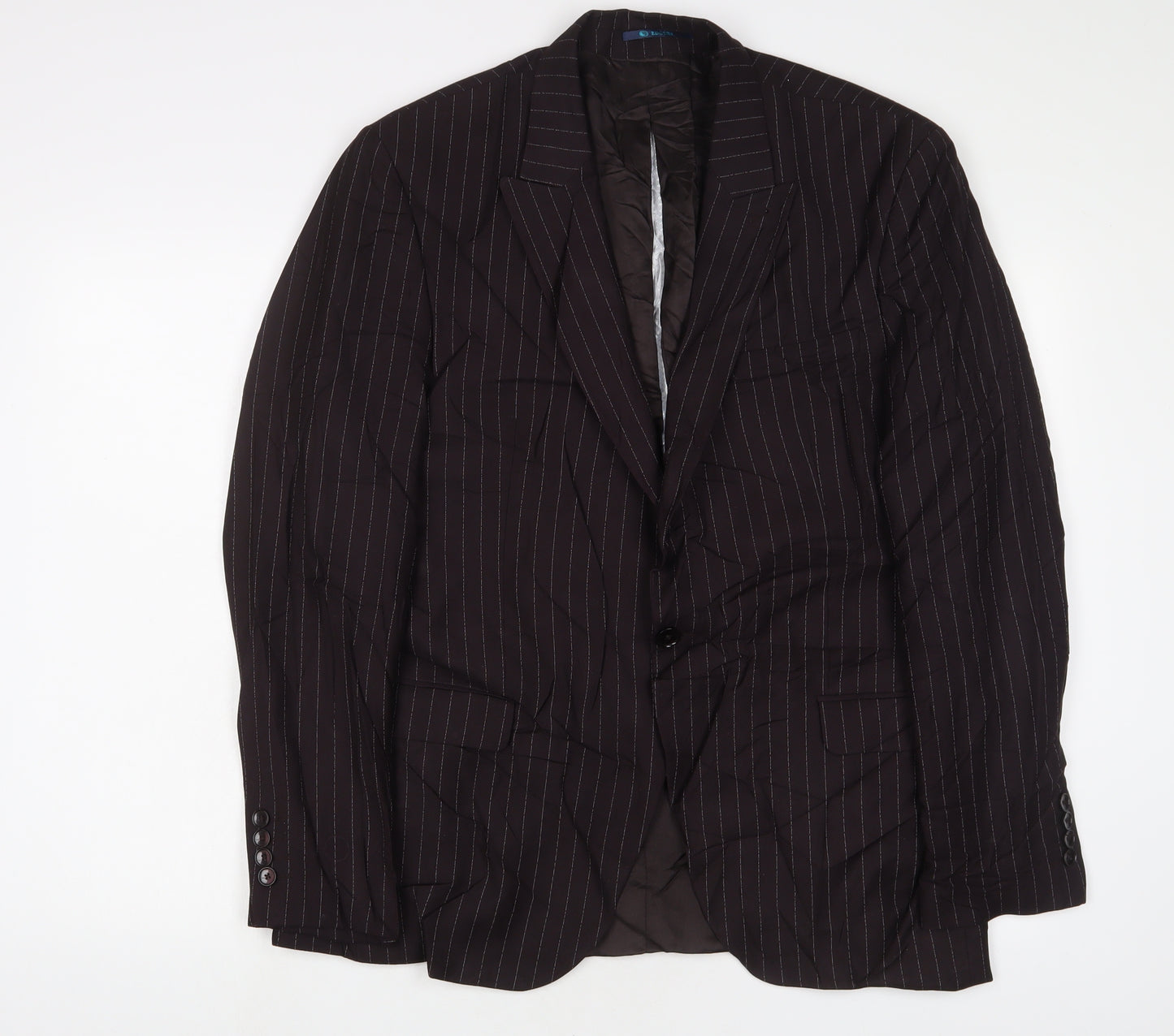 EDGERS Mens Brown Striped Polyester Jacket Suit Jacket Size 38 Regular