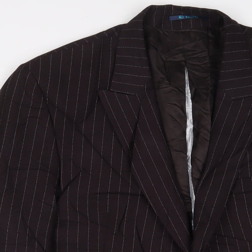 EDGERS Mens Brown Striped Polyester Jacket Suit Jacket Size 38 Regular