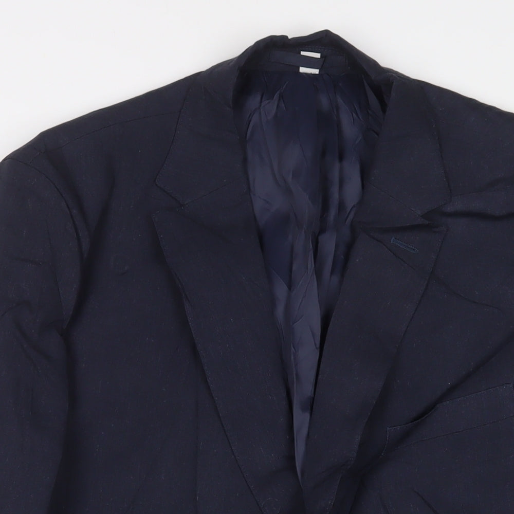 Marks and Spencer Mens Blue Linen Jacket Suit Jacket Size 46 Regular