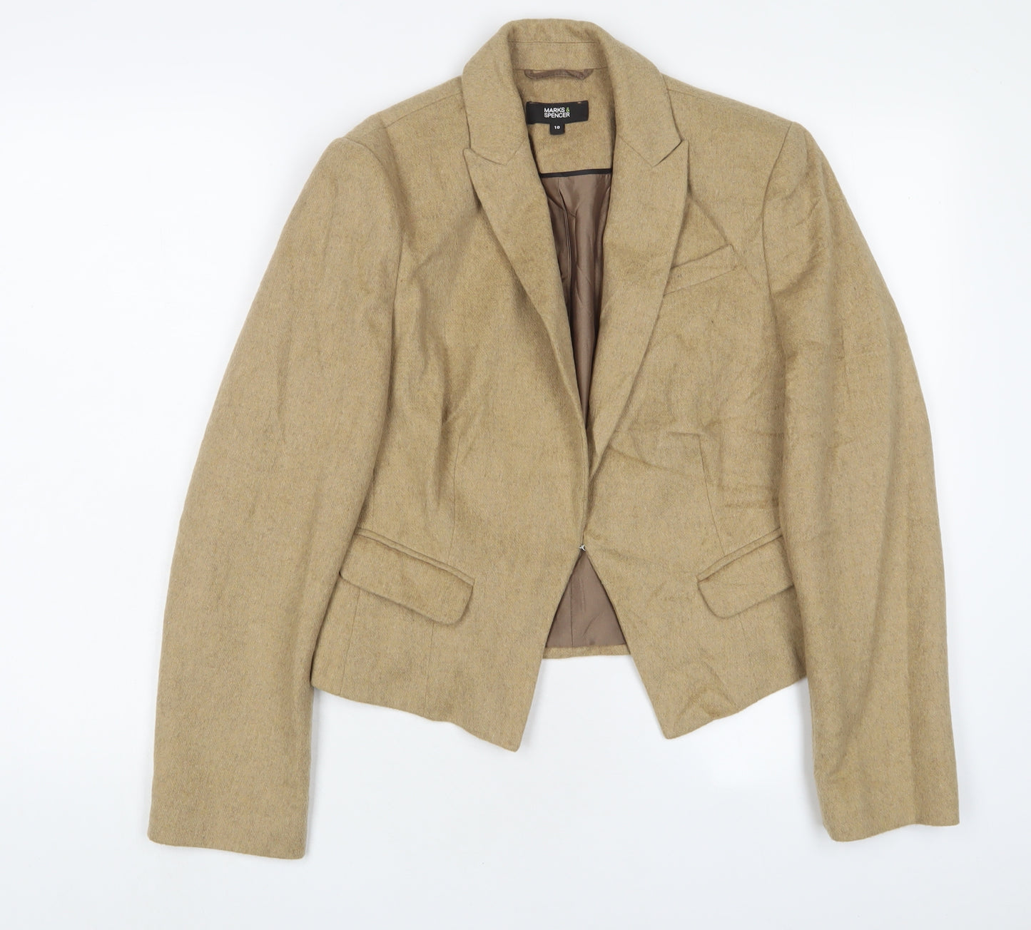 Marks and Spencer Womens Brown Jacket Blazer Size 10 Hook & Eye
