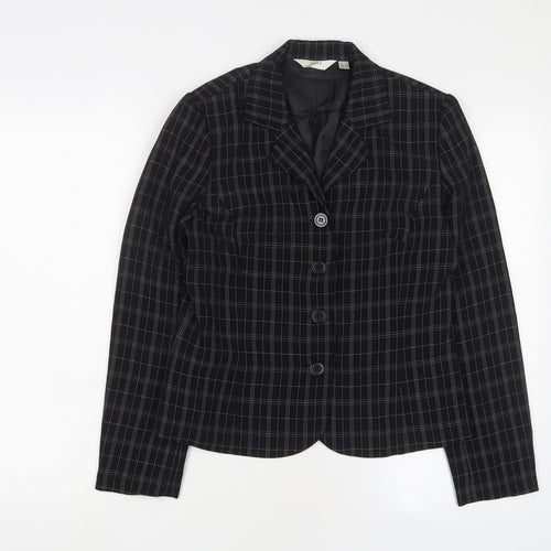 NEXT Womens Black Plaid Jacket Blazer Size 8 Button