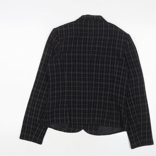 NEXT Womens Black Plaid Jacket Blazer Size 8 Button