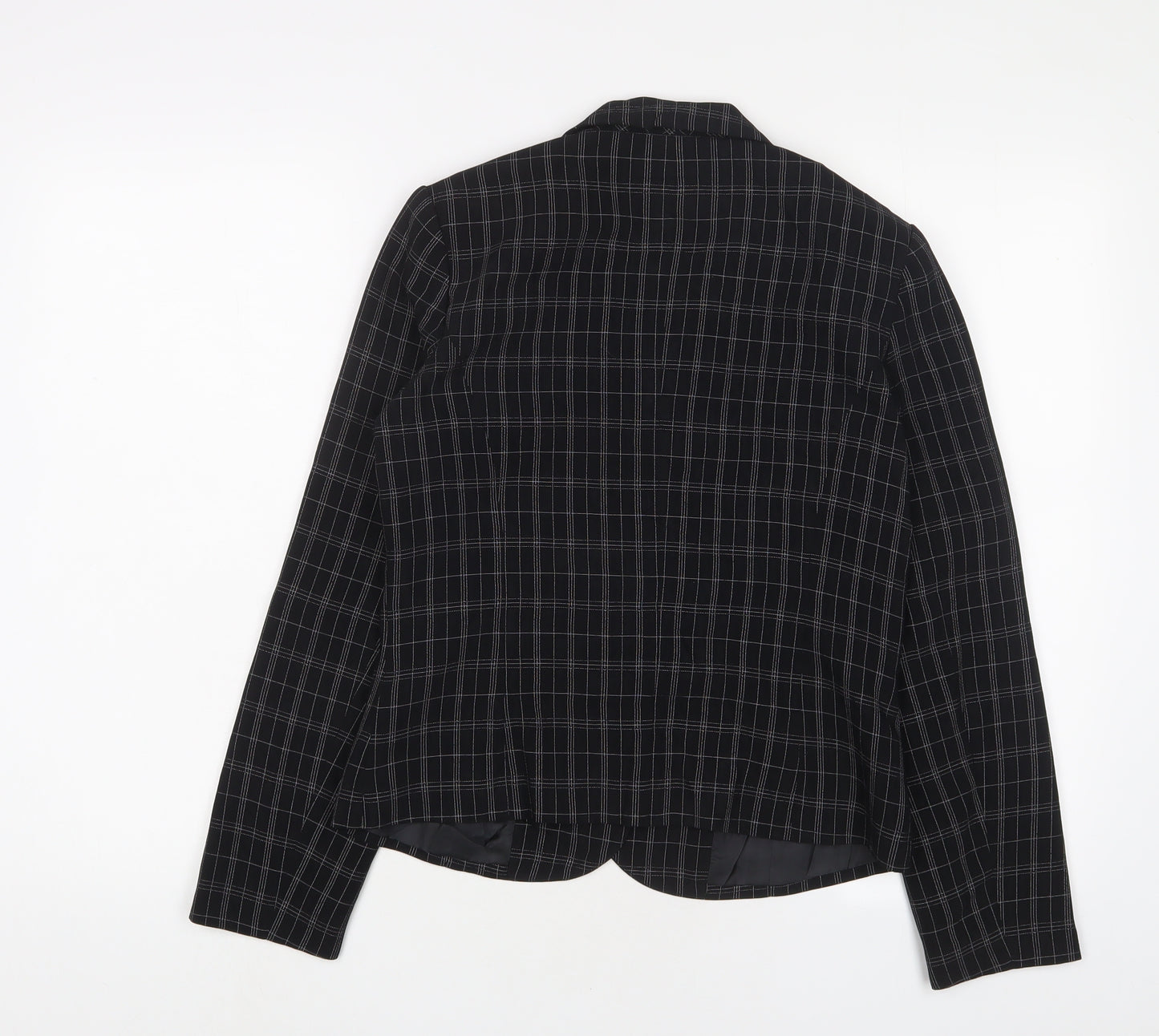 NEXT Womens Black Plaid Jacket Blazer Size 8 Button
