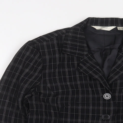 NEXT Womens Black Plaid Jacket Blazer Size 8 Button
