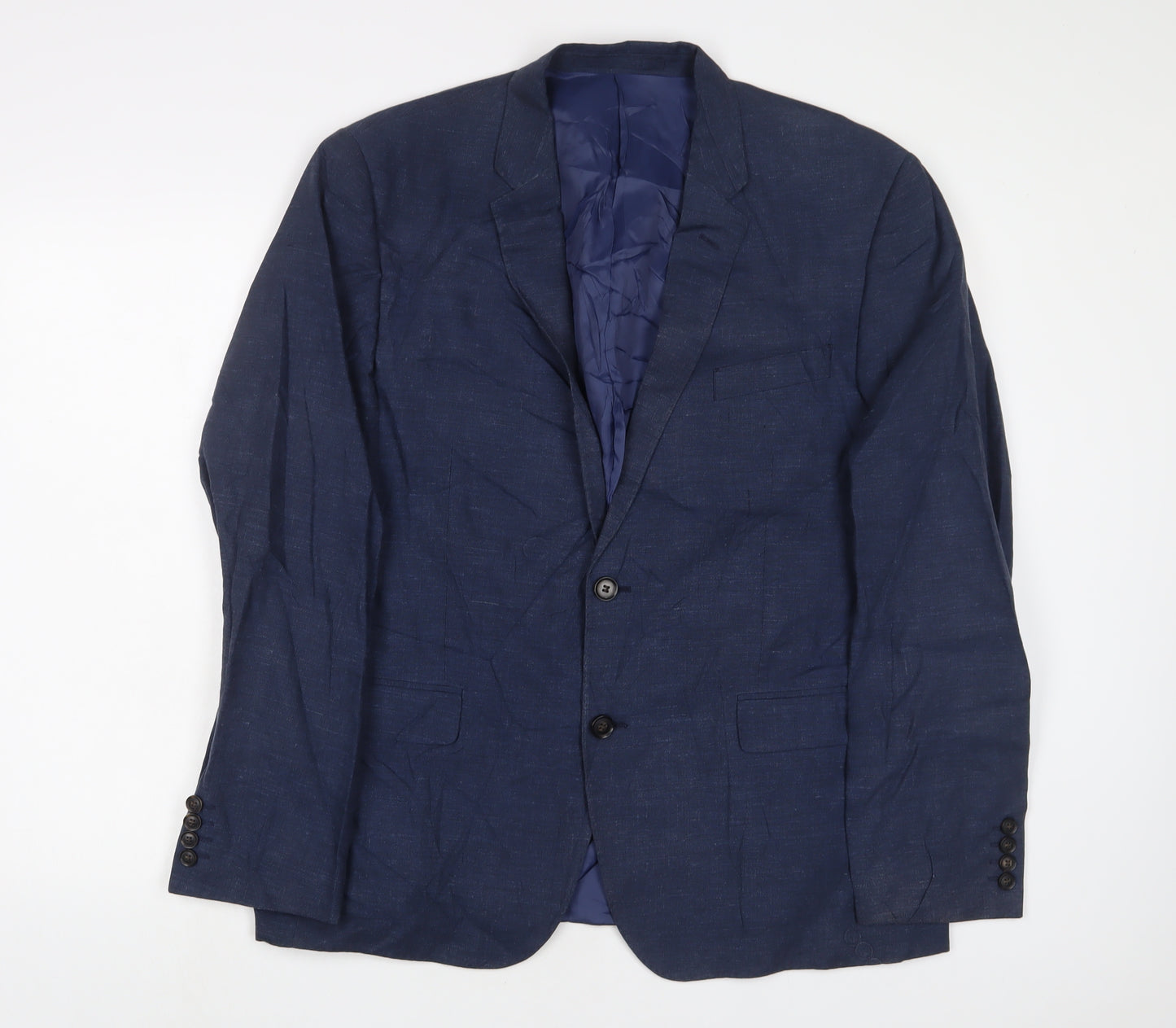 Marks and Spencer Mens Blue Linen Jacket Suit Jacket Size 44 Regular