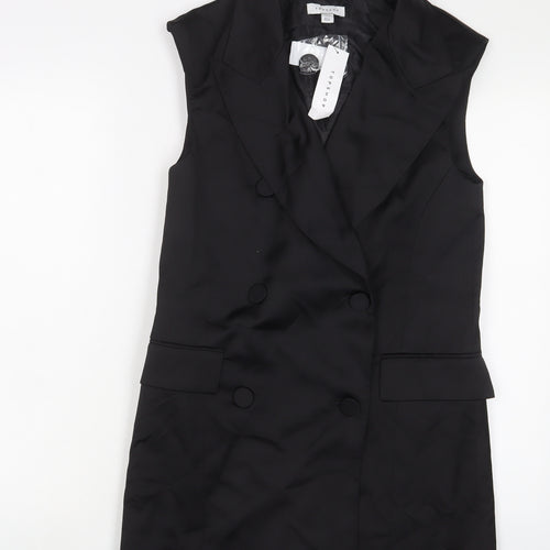 Topshop Womens Black Gilet Blazer Size 8 Button