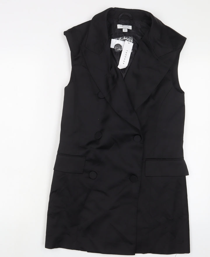 Topshop Womens Black Gilet Blazer Size 8 Button