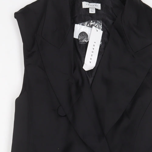 Topshop Womens Black Gilet Blazer Size 8 Button
