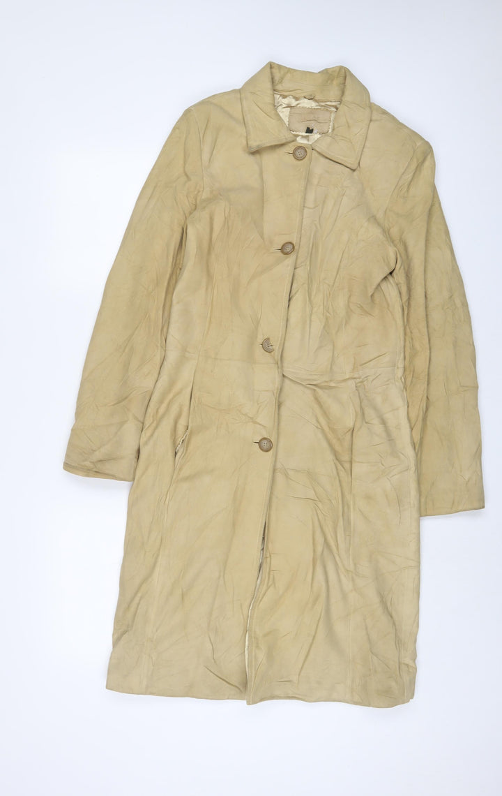 NuAge Womens Beige Overcoat Coat Size 10 Button