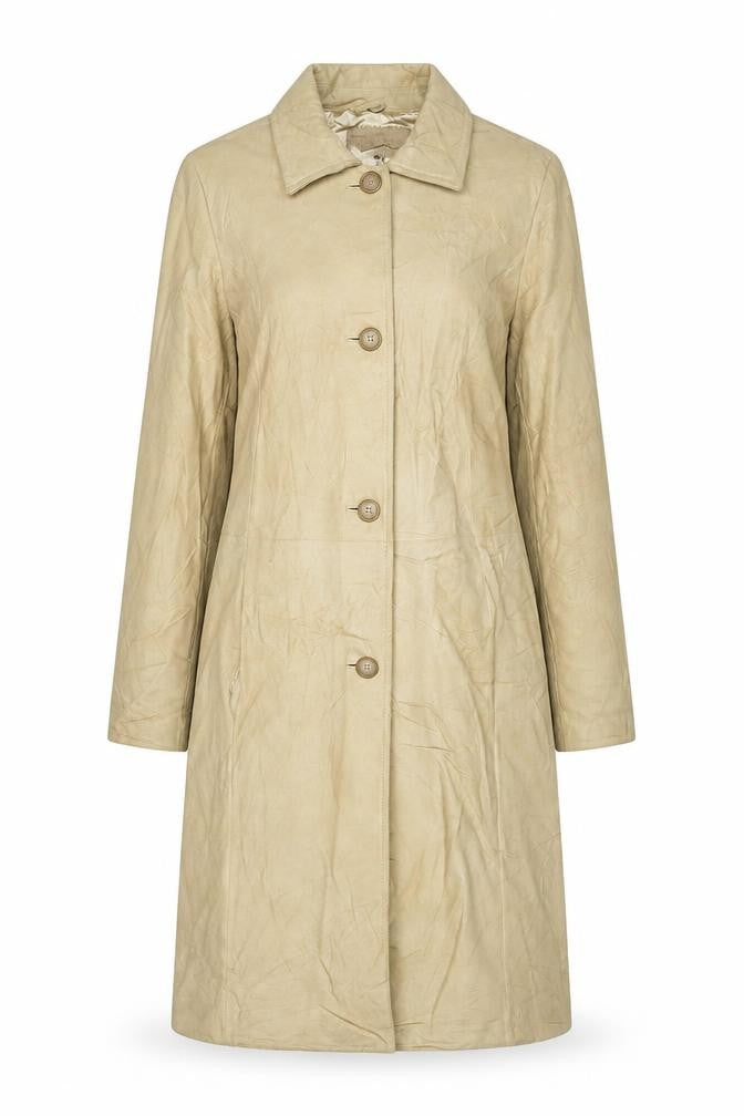 NuAge Womens Beige Overcoat Coat Size 10 Button