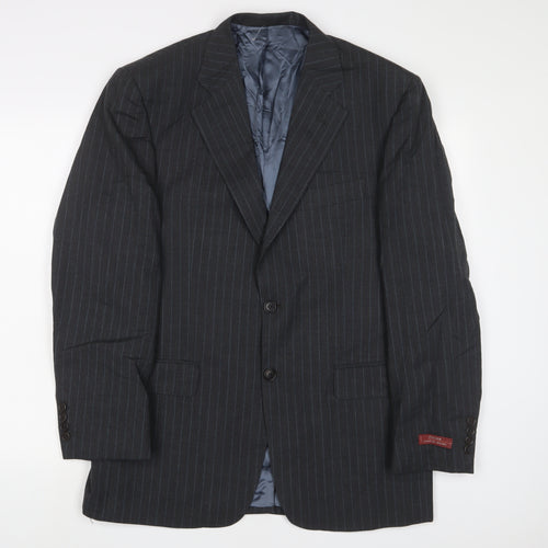 Marks and Spencer Mens Grey Striped Wool Jacket Suit Jacket Size 40 Regular