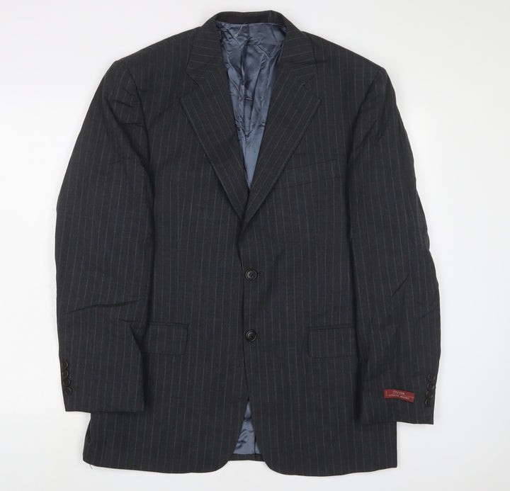 Marks and Spencer Mens Grey Striped Wool Jacket Suit Jacket Size 40 Regular