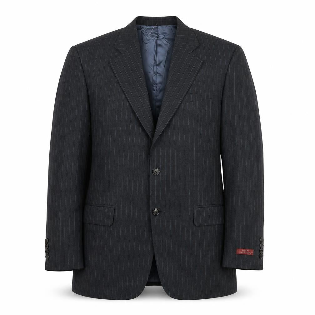 Front view of Marks & Spencer men’s grey striped wool jacket suit jacket, size 40, regular