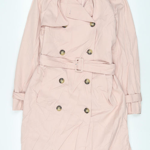 Marks and Spencer Womens Pink Overcoat Coat Size 12 Button - Belted