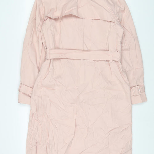Marks and Spencer Womens Pink Overcoat Coat Size 12 Button - Belted