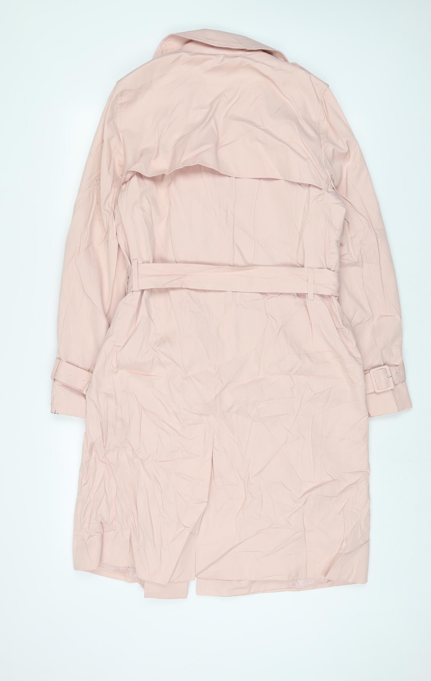 Marks and Spencer Womens Pink Overcoat Coat Size 12 Button - Belted