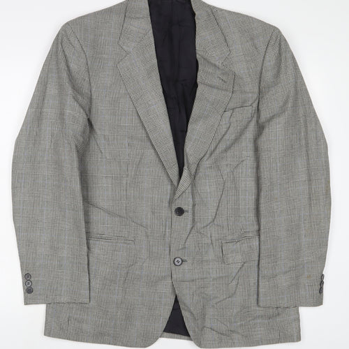 St Michael Mens Grey Plaid Wool Jacket Suit Jacket Size 40 Regular