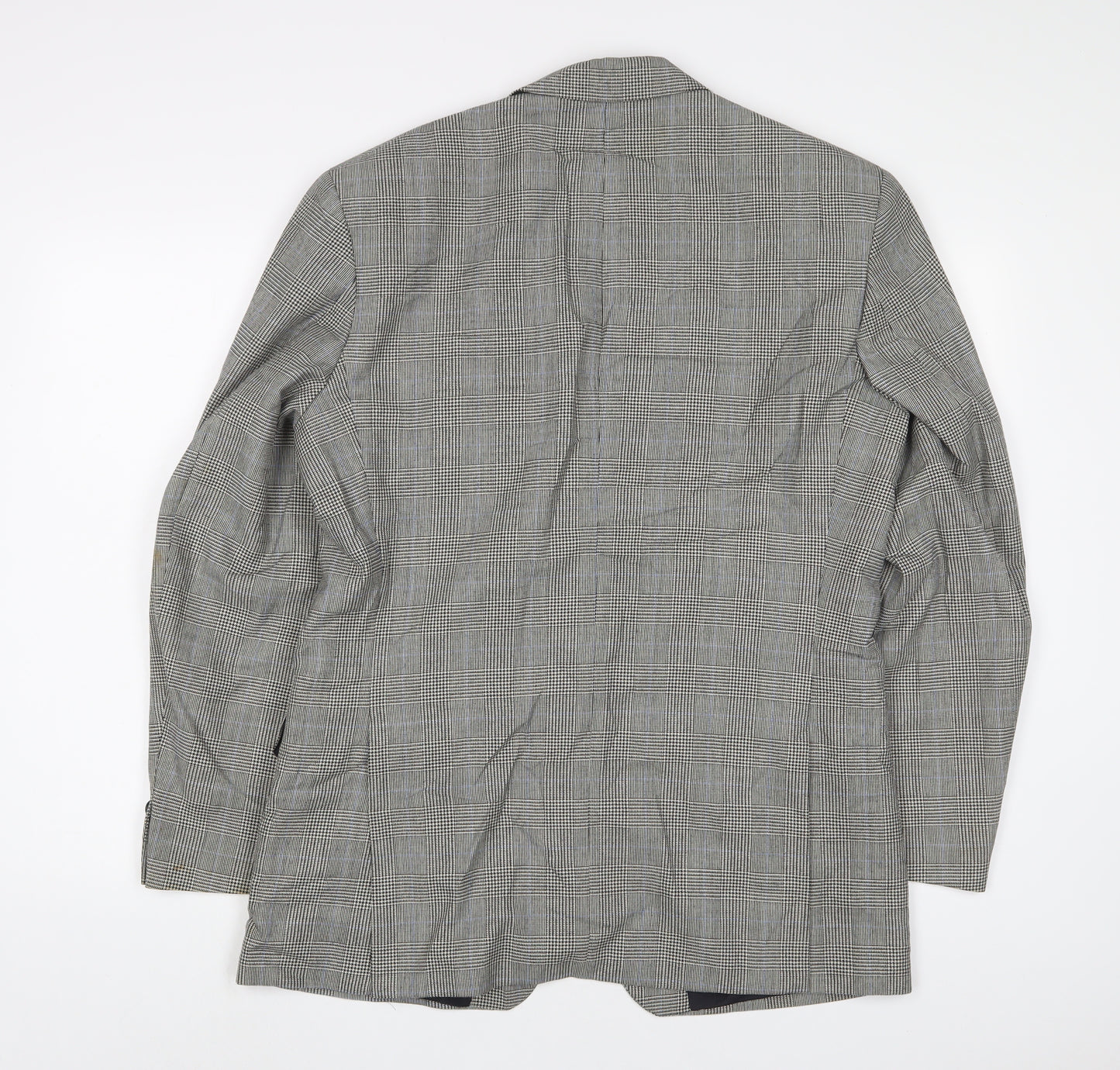 St Michael Mens Grey Plaid Wool Jacket Suit Jacket Size 40 Regular