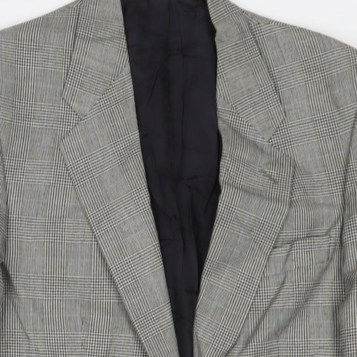 St Michael Mens Grey Plaid Wool Jacket Suit Jacket Size 40 Regular
