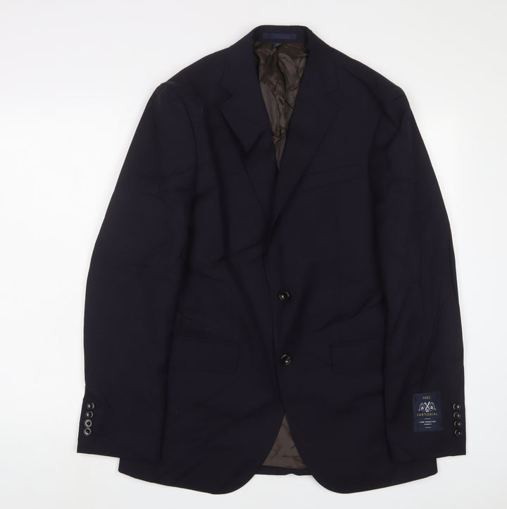 Marks and Spencer Mens Blue Wool Jacket Suit Jacket Size 38 Regular