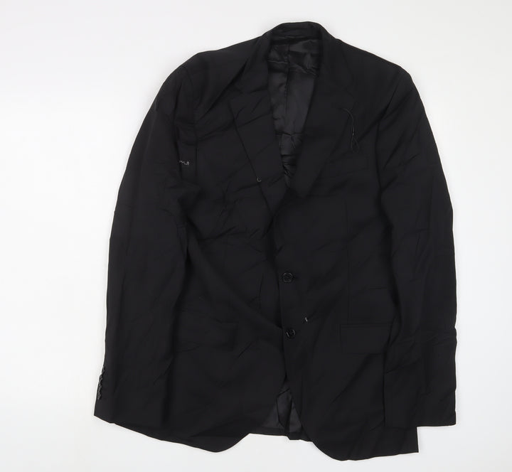 St Michael Mens Black Wool Jacket Suit Jacket Size 40 Regular