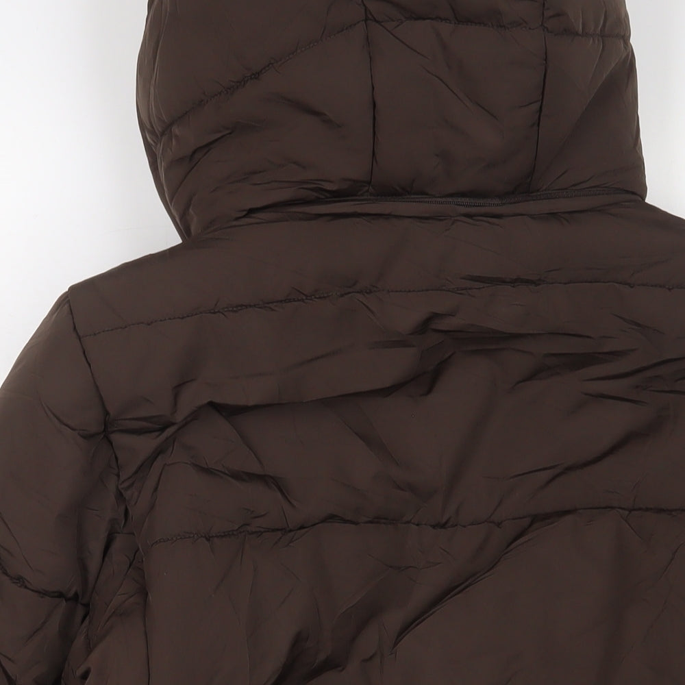 Marks and Spencer Womens Brown Quilted Coat Size 14 Zip