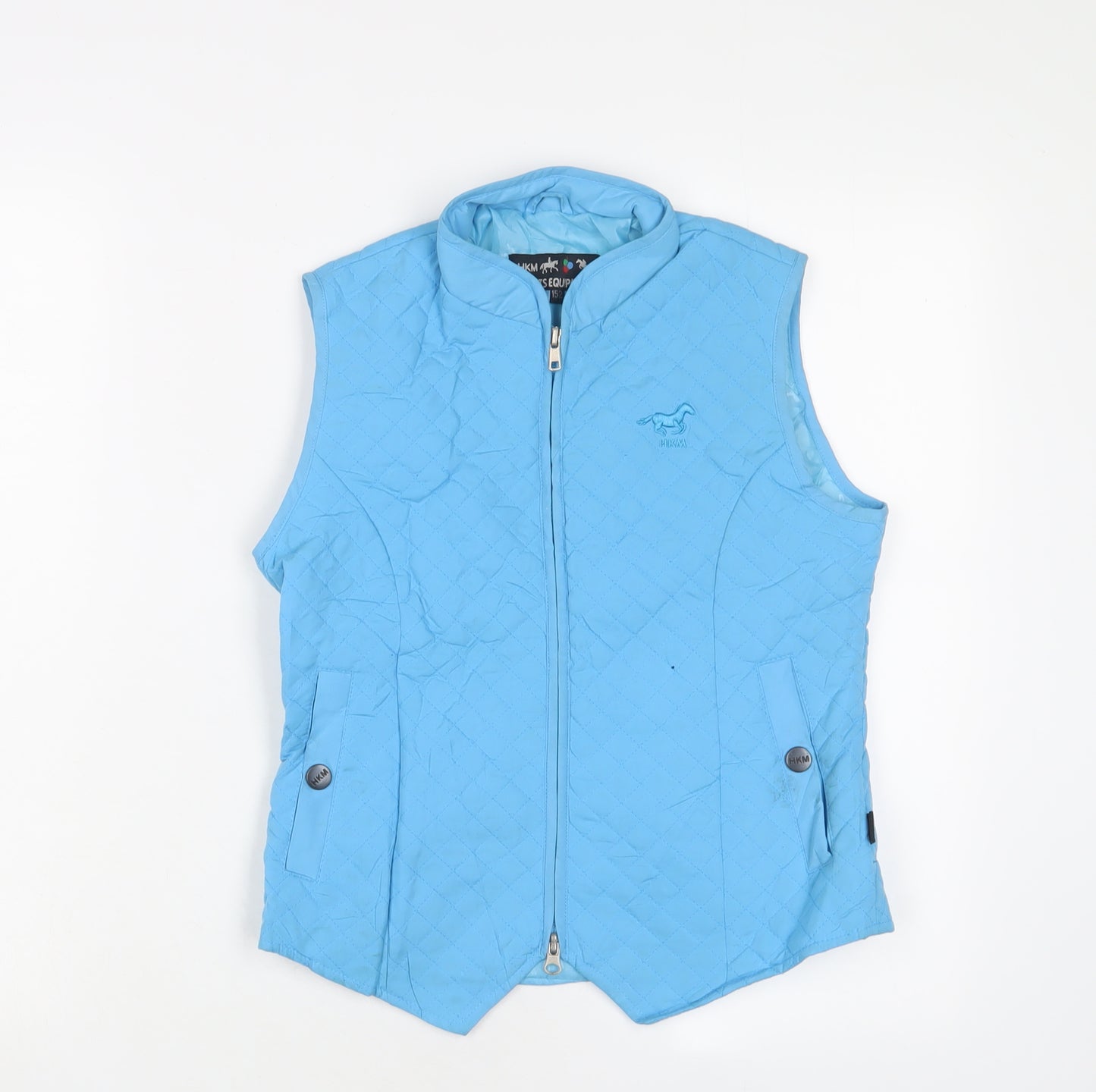 HKM Boys Blue Gilet Jacket Size 12 Years Zip - Horse riding